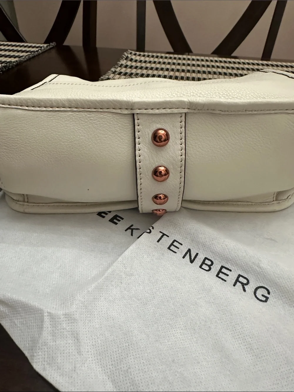 Aimee Kestenberg Cream Great Escape Crossbody Bag with Rose Gold Accents